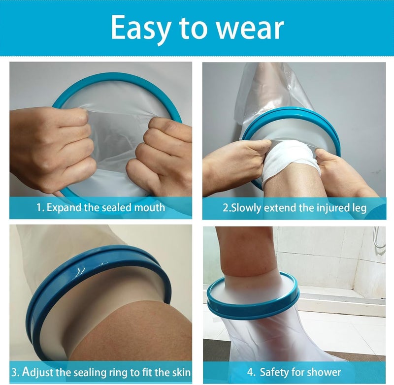 Tideshake Waterproof Kid Foot Cast Cover for Showering, Reusable Child Foot Cast Protector, Cast Covers for Ankle Shower after Surgery, Watertight Cast Bag for Burns - Image 3